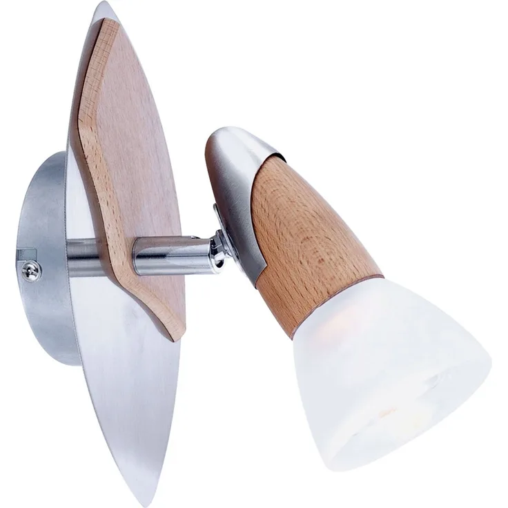 RGB LEDWandlampe Holz, beweglicher Spot, H 20 cm, LORD II