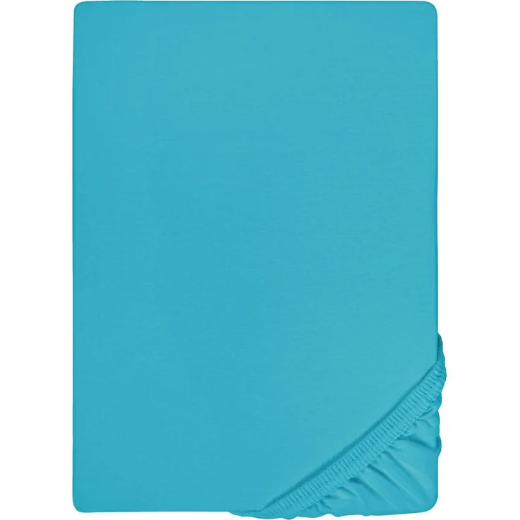 biberna Feinjersey-Spannbetttuch, 100 % Baumwolle, türkis, 1x 180x200 cm - 200x200 cm – Bild 5