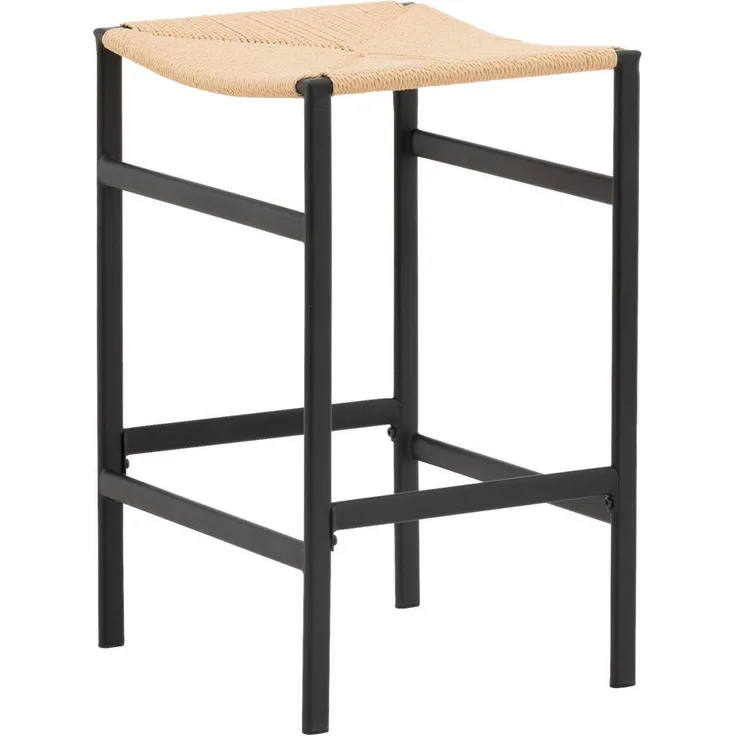Livetastic Barhocker-Set, Schwarz und Beige, aus massivem Holz und Metall, rund, 45x66x40 cm, Esszimmer Barmöbel
