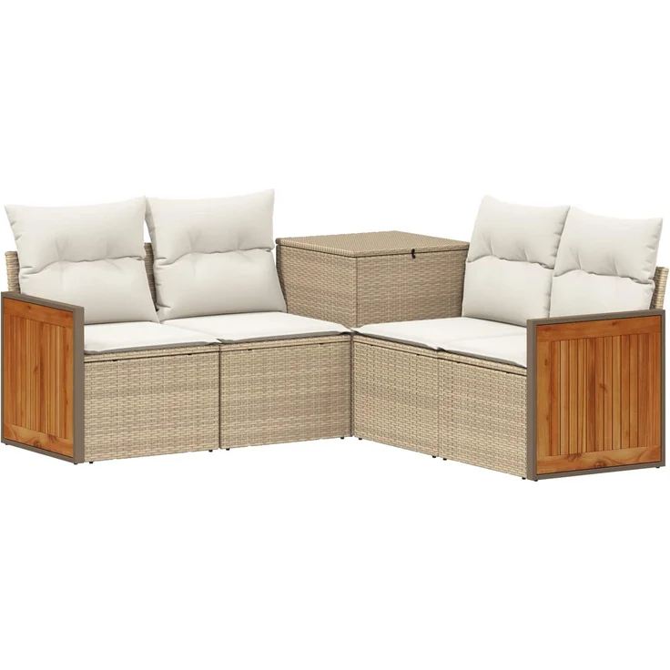 vidaXL Sofa Set 5 stk. Beige und Cremeweiß Polyrattan und Stahl 3447968 – Bild 2
