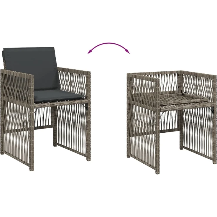 vidaXL Gartenstühle mit Kissen 4 Stk. Grau Poly Rattan 364968 – Bild 7
