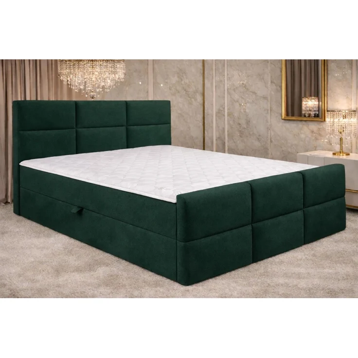 KRISAN MÖBEL Kontinentalbett BELLA 140 x 200 x 108 cm in Gruen Stoff MANILA mit Bettkasten und Topper inklusiv Grün – Bild 2