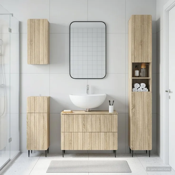 vidaXL 4-teiliges Badezimmer-Schrank-Set ZWOLLE Sonoma-Eiche 3417920