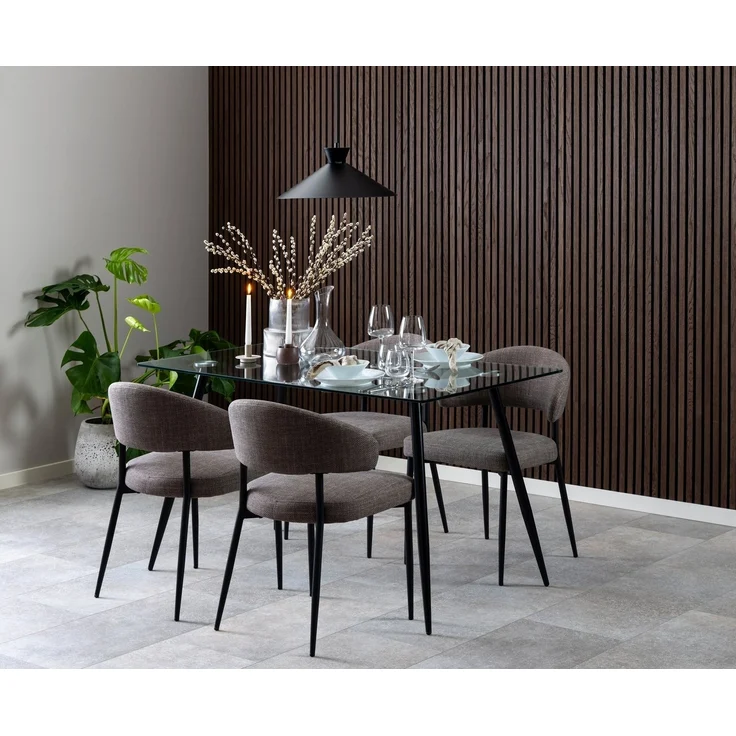 Polsterstuhl >Edina< (2er-Set) in graubraun, Polyester, Stahl - 56x77x55 (BxHxT) – Bild 2