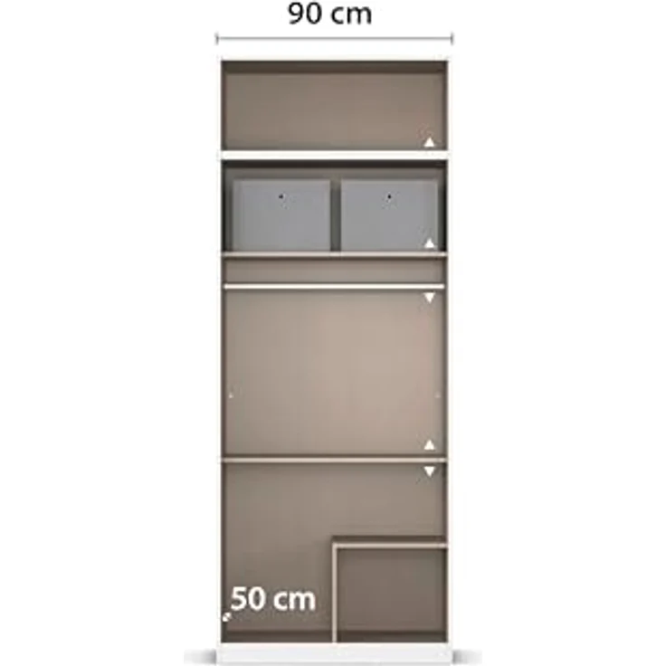 Rauch Möbel Lagoa, Kleiderschrank, Garderobe für Schlafzimmer, Kinderzimmer, Jugendzimmer 4-türig, mit Spiegel, 2 Schubladen, mit Zubehör Premium, Farbe Beige, Breite 91 – Bild 10