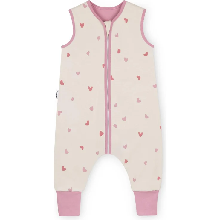 Ehrenkind® Baby Sommerschlafsack mit Füßen 1.0 TOG aus weicher OEKO-TEX zertifizierter Bio-Baumwolle | Sommer Schlafsack | Baby Schlafsack Gr. 70 Natur Herzen | 1 Tog