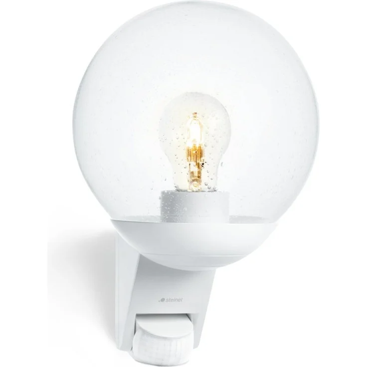 Steinel Außenleuchte L 595 S weiß, E27 max. 60 W, 180°-Sensor max 10 m Reichweite, mundgeblasener Glaskörper – Bild 5