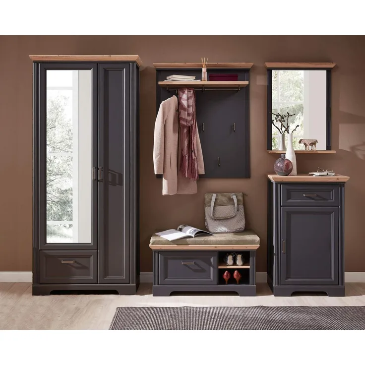 Garderobenset 3 JASMIN Flurmöbel Garderobe graphit Artisan Eiche 281x204