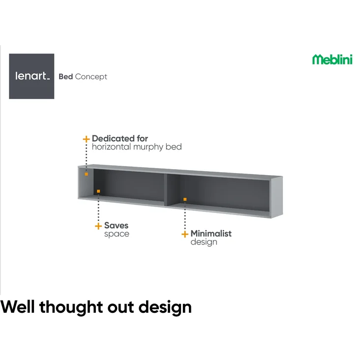 MEBLINI Hängeschrank für Horizontal Schrankbett Bed Concept - Wandschrank mit Regalen - BC-30 - Grau/Graphit – Bild 3