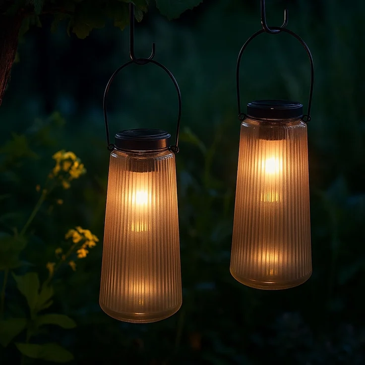 LED Solarleuchte, Laterne, Glas klar, H 25 cm – Bild 5
