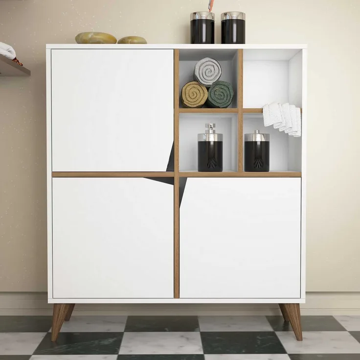 Skye Decor 'Pulse - White, Walnut' Mehrzweckschrank, Weiß / Walnuss, 100 x 115 x 30 cm