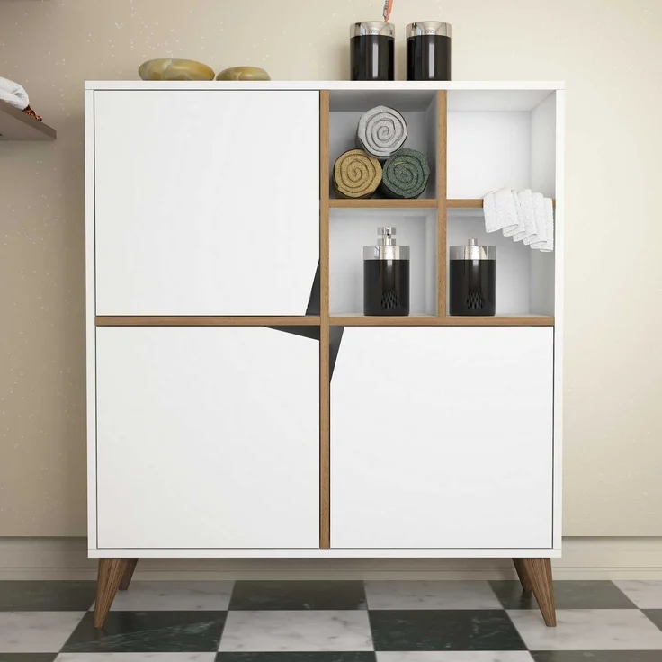 Skye Decor 'Pulse - White, Walnut' Mehrzweckschrank, Weiß / Walnuss, 100 x 115 x 30 cm – Bild 1