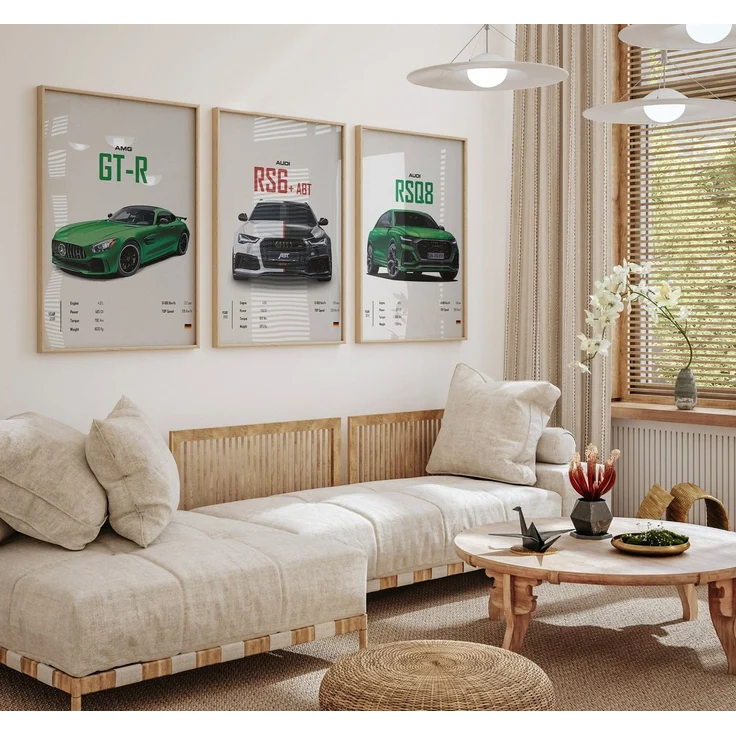 JUSTGOODMOOD Poster Sportwagen PORSCHE 911 AUD Rs MERCEDES Amg Gtr Super Sport Auto Gesche, MERCEDES AMG GT-R (1 St) – Bild 3