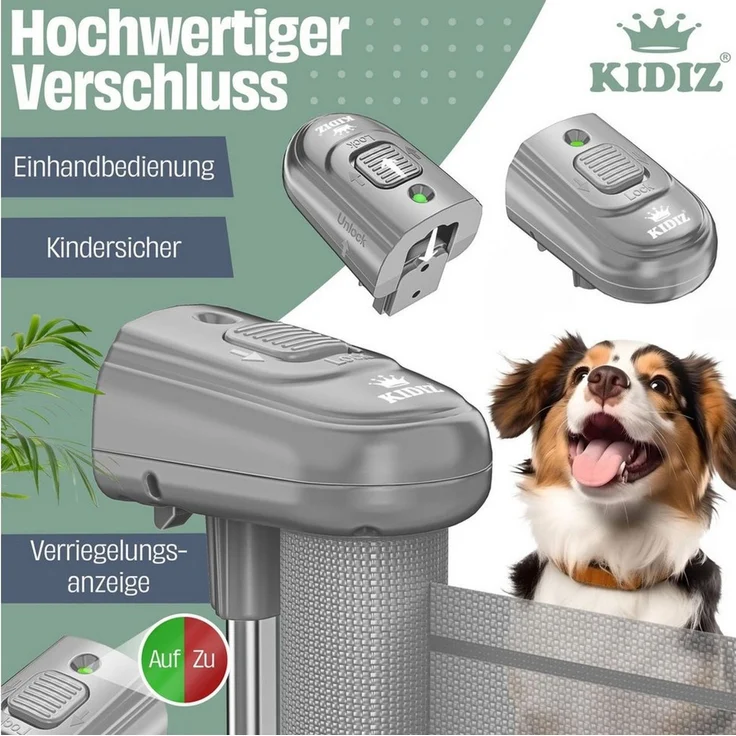 KIDIZ® Treppenschutzgitter Türschutzgitter ausziehbar bis 140/180cm | kindersicheres Treppengitter für Babys & Haustiere | Schutzgitter Treppen & Türen Absperrgitter inkl. Bodenanker & Montagezubehör Hellgrau, 0-140cm – Bild 3