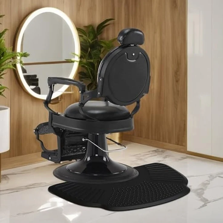 BarberPub Anti-Ermüdungsmatte für Friseure, Ergonomische Bodenmatte Friseurmatte für Barbershop Salon, Friseurbedarf 102X152 CM Halbkreis 2,5 CM dicke, M123 (Schwarz) – Bild 3