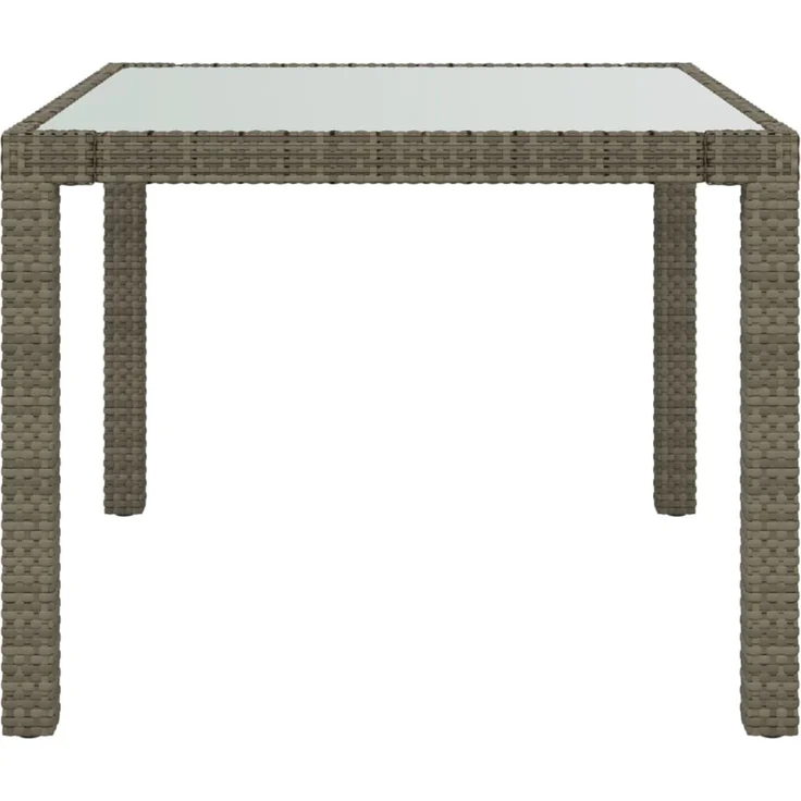 Gartentisch, Balkontisch, Esstisch 90 x 90 x 75 cm Gehärtetes Glas Poly Rattan Grau – Bild 3