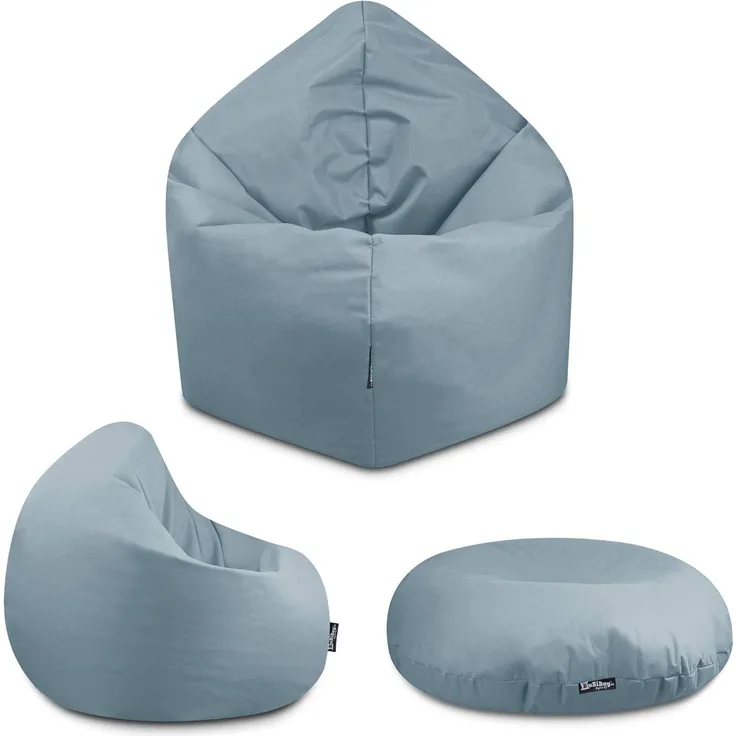 BuBiBag - 2in1 Sitzsack Bodenkissen - Outdoor Sitzsäcke Indoor Beanbag, Grau, Ø 145,0 cm