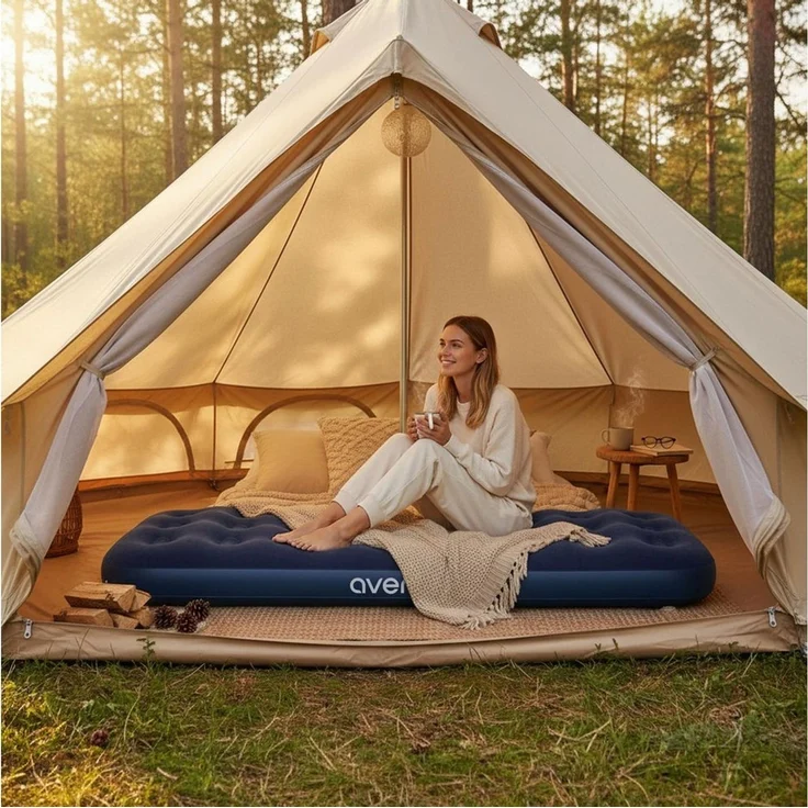 Avenli Luftmatratze Luftbett Camping für 1 Person blau 191x73x22cm Single-Size, (aufblasbar Ideal als Reisebett oder Isomatte, 1-St, für Indoor und Outdoor mit beflockter Oberfläche), Campingmatratze ohne Pumpe – Bild 2