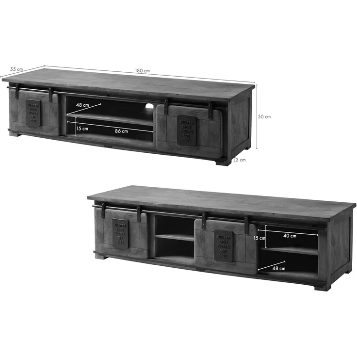 TV-Board Mango 180x55x50 natur lackiert RAILWAY #135 – Bild 7