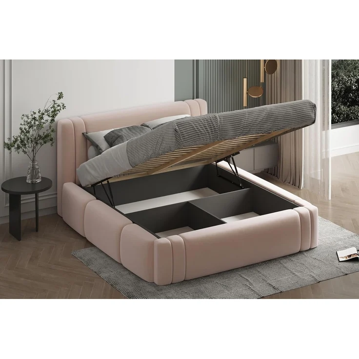 Polsterbett ROLF 90x200 mit Matratze, Bettkasten und Lattenrost. Farbe: VELUTTO 9 – Bild 3
