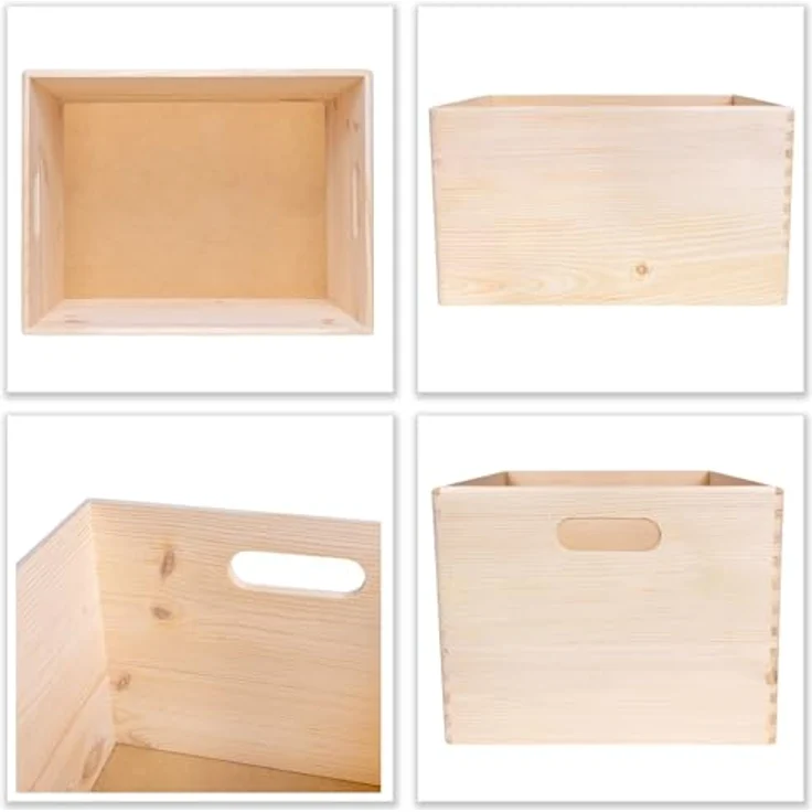 Creative Deco Holzkiste Obstkiste Korb 40x30x24cm (1cm) mit Griffen ohne Deckel, Hölzernen Kasten Holzbox Kiste – Bild 9
