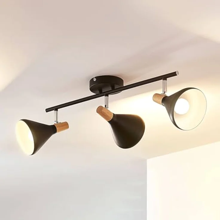 Lindby Strahler Arina, 3-flammige Deckenlampe in Schwarz aus Metall mit E14-Fassungen, modernes Design für Schlafzimmer und Wohnzimmer – Bild 2