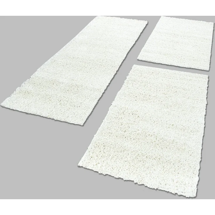 Carpettex Hochflor-Bettumrandung Unicolor - Einfarbig, Höhe 30 mm, (Bett-Set, 3-tlg, Bettvorlage), Schlafzimmer Teppich Bettumrandung Läufer Set 3 teilig – Bild 1