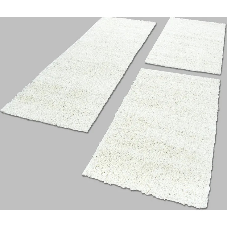 Carpettex Hochflor-Bettumrandung Unicolor - Einfarbig, Höhe 30 mm, (Bett-Set, 3-tlg, Bettvorlage), Schlafzimmer Teppich Bettumrandung Läufer Set 3 teilig