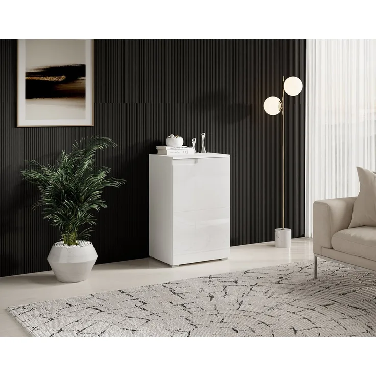 SPICE Kommode in Hochglanz Weiß - Modernes Sideboard mit viel Stauraum für Ihren Wohnbereich - 50 x 80 x 40 cm (B/H/T)