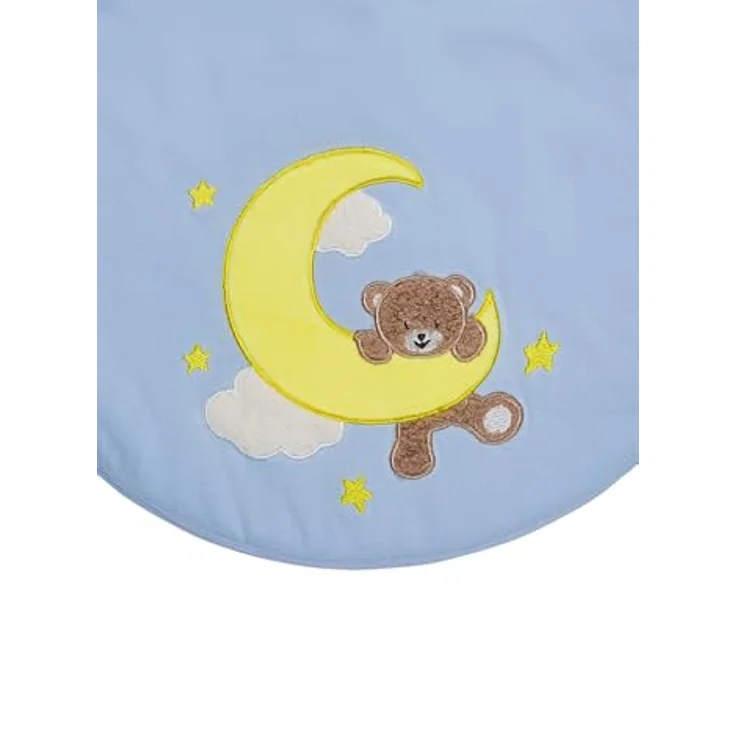 Sterntaler Babyschlafsack 50/56 cm Bär Bo, Schlafsack für Babys, Applikation am Fußteil, Singlejersey-Futter, Wattierung, Zwei-Wege-Reißverschluss, Mesheinsatz, 63×47×2 cm, eisblau, 1,50 TOG, Größe 56 – Bild 4