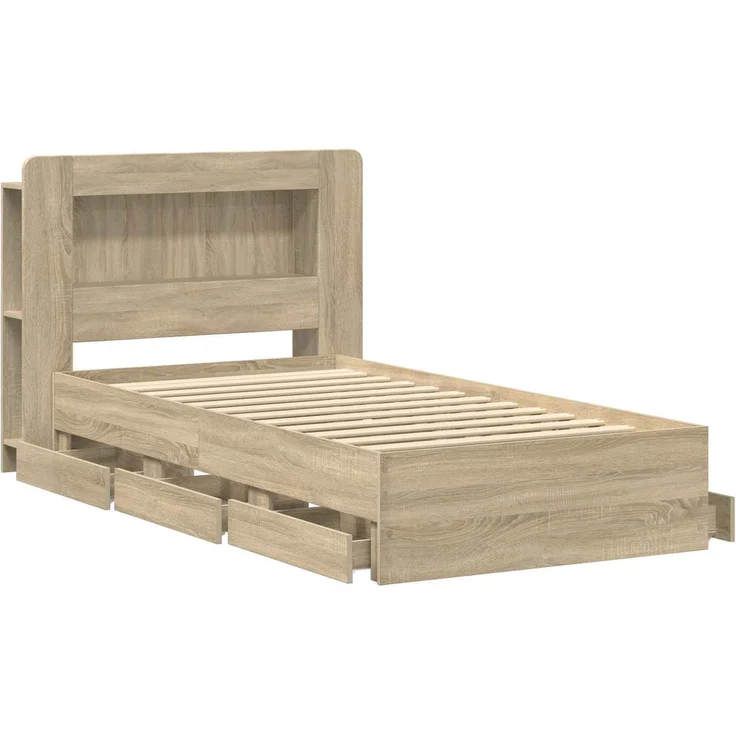 vidaXL Bettgestell mit Stauraum und Kopfteil Sonoma-Eiche 75 x 190 cm 3433995 – Bild 4