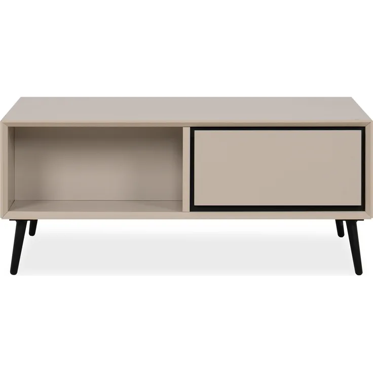 Couchtisch >Arona< 2 Schubladen, 2 Fächer, in Sand / Schwarz - 94x40x55cm (BxHxT)