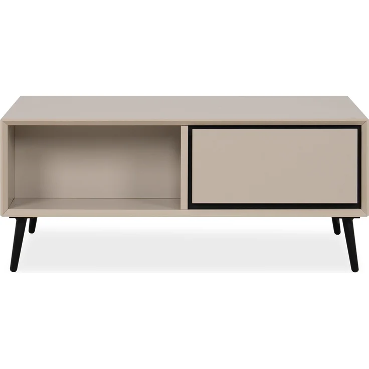 Couchtisch >Arona< 2 Schubladen, 2 Fächer, in Sand / Schwarz - 94x40x55cm (BxHxT)