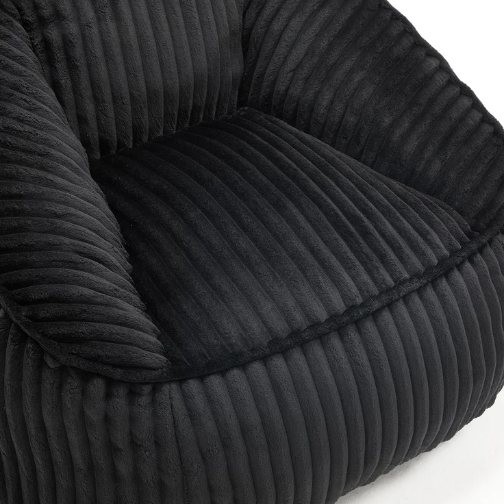 Sitzsack 1 Stück aus schwarzem Cord, mit weicher Schaumstofffüllung,73x98x92 cm – Bild 7