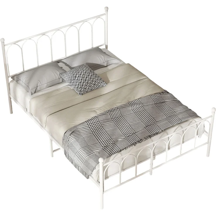 Metallbett 140x200 cm, Weiß, Lattenrost, Stauraum 27 cm, inkl. Aufbewahrungsnetz, rustikal (ohne Matratze) – Bild 9