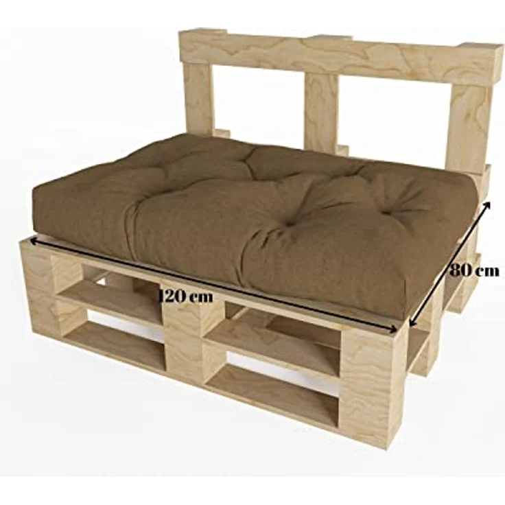 chilly pilley Palettenauflage Schaumflocken palettenkissen Palettenpolster Palettenmöbel Palettensofa Rückenlehne Sitzkissen Seitenkissen Set (3er Set Braun) – Bild 6