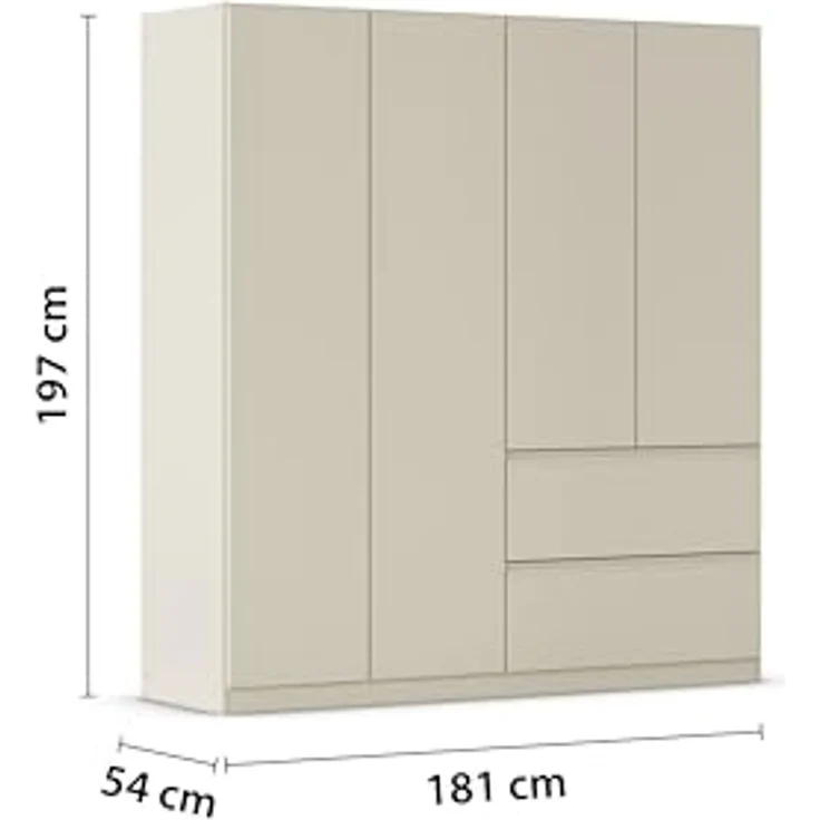rauch Drehtürenschrank Kleiderschrank Schrank Garderobe COSTA in den Breiten 91/136/181 cm (in 3 Ausstattungen BASIC/CLASSIC/PREMIUM) viel Platz, grifflose Front und Push-to-Open Funktion MADE IN GERMANY – Bild 3