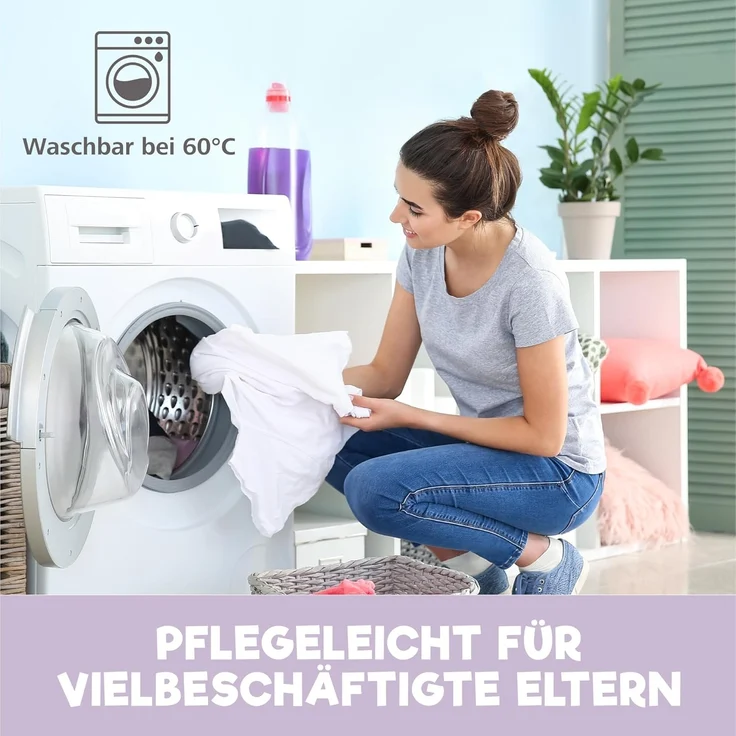 2X Spannbettlaken aus 100% Baumwolle mit Gummiband - 1X Matratzenschoner aus 100% wasserdichtem Material - 3er-Set - 50x83 cm - Weltraum – Bild 7