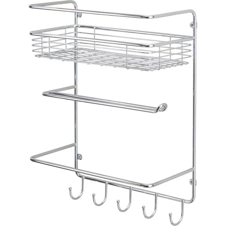 mDesign Küchenrollenhalter Papierrollenhalter Regal Organizer Metall Silber – Bild 1