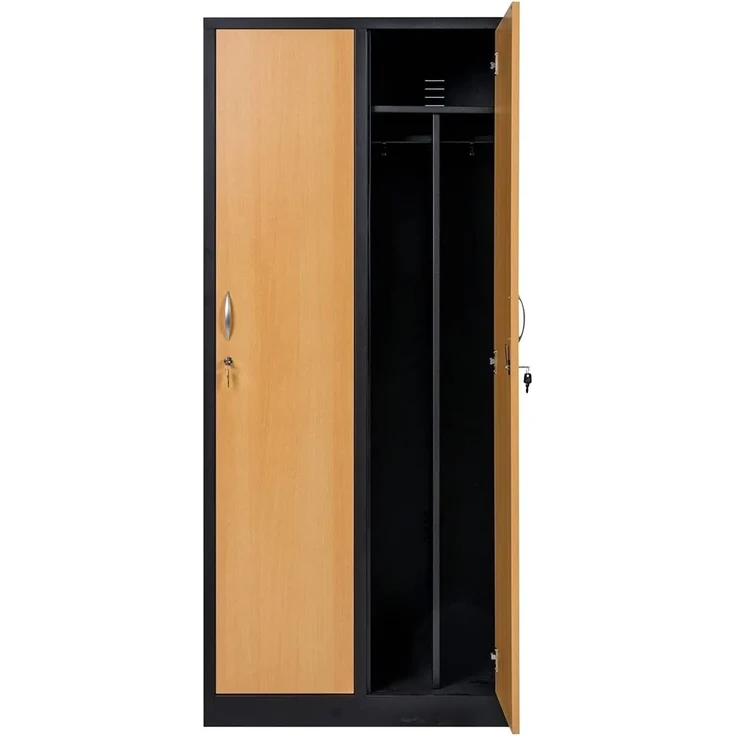 Garderobenschrank 2-türig schwarz/Buche Dekor – Bild 5