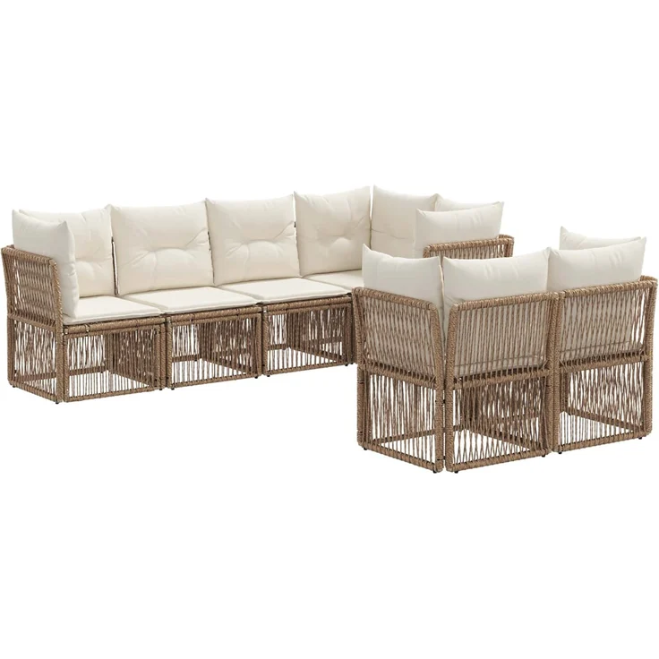 vidaXL Gartensofa-set 7 stk. 7-Sitzer Beige Poly-Rattan 3434283 – Bild 2