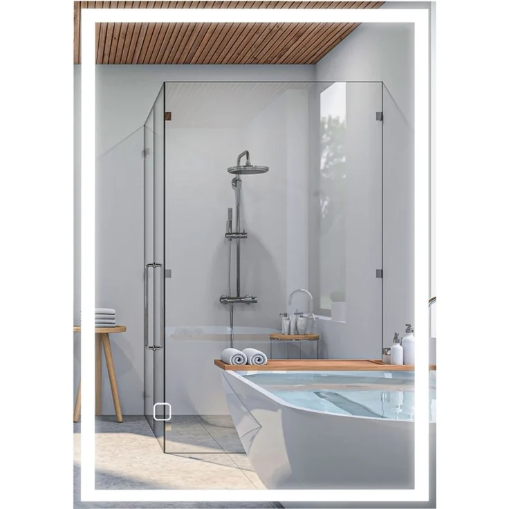 LED-Badezimmerspiegel mit Touch-Steuerung und Antibeschlagfunktion, 50x70x4 cm, Silber – Bild 3
