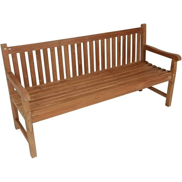 Lesli Living Gartenbank XL 4 Sitzer Teak Holz Bank Parkbank wetterfest 180 cm, 120 kg Tragkraft pro Sitzplatz