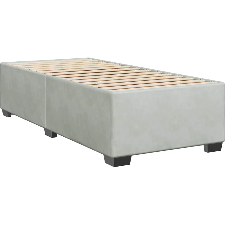 vidaXL Boxspringbett mit Matratze Hellgrau 100 x 200 cm Samt 3450662 – Bild 5