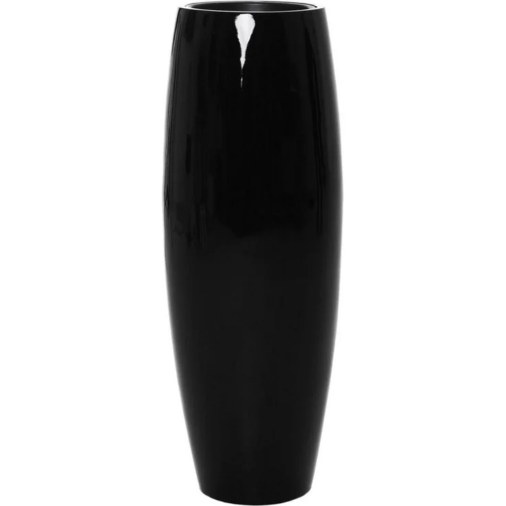 VIVANNO Bodenvase Fiberglas MAGNUM Rund, Schwarz Hochglanz 23x80 cm – Bild 5