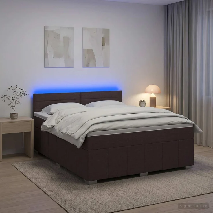 vidaXL Boxspringbett mit Matratze Dunkelbraun 180 x 200 cm Stoff 3452729 – Bild 1