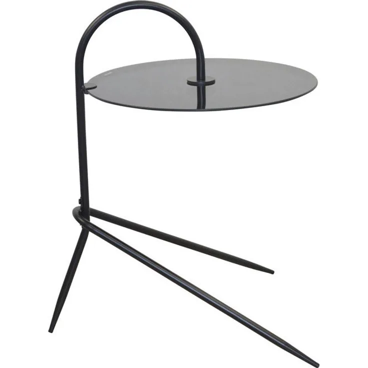 MID.YOU Beistelltisch, Schwarz, rund, Metall und Glas, 52x64x45 cm, einfacher Aufbau