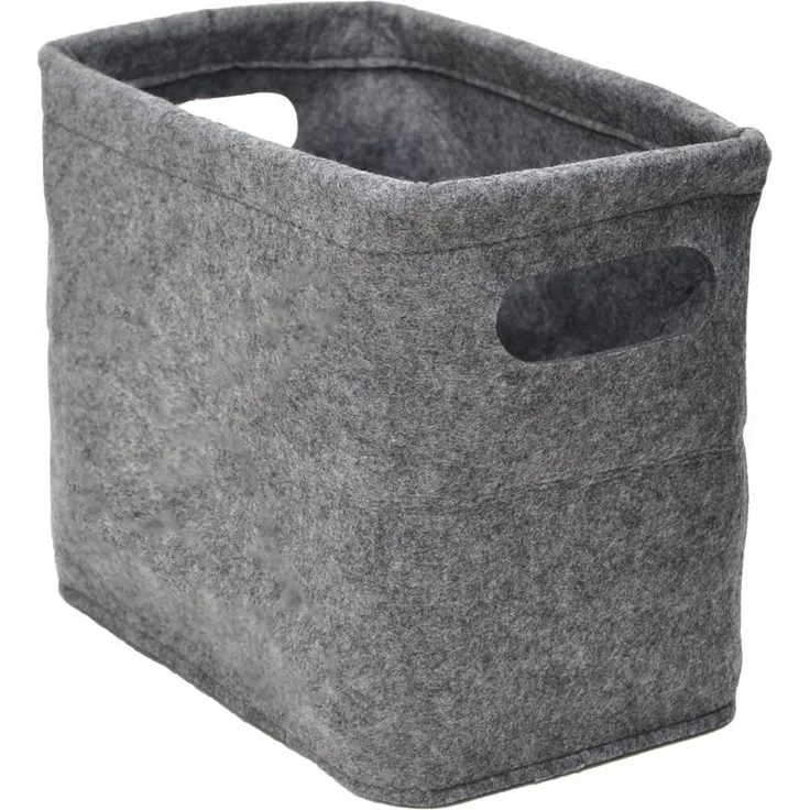 DuneDesign Aufbewahrungskorb Filz Toilettenpapierbox Grau mit Griffen - Filzkorb für Bad & Gäste WC, 27 x 17 x 22,5 cm Klorollenbox - Filzbox für Windeln - Wickeltisch Box