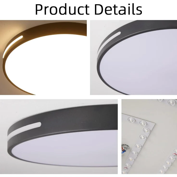 Natsen Deckenleuchte LED Deckenlampe, 96W, Voll dimmbar mit Fernbedienung, 3000K-6000K, Warmweiß bis kaltweiß, Rund Leuchte für Wohnzimmer, Gastzimmer, Büro (Schwarz 50x50x5cm) – Bild 5