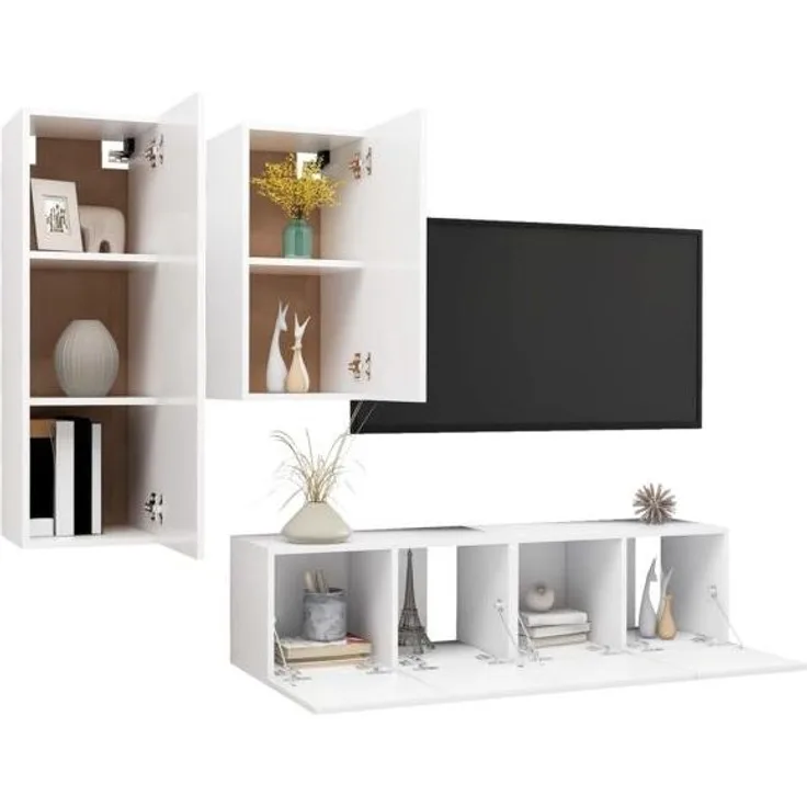 vidaXL 4-tlg. TV-Schrank-Set Weiß Spanplatte [3078731]